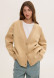 Red ochre color three-thread insulated cardigan